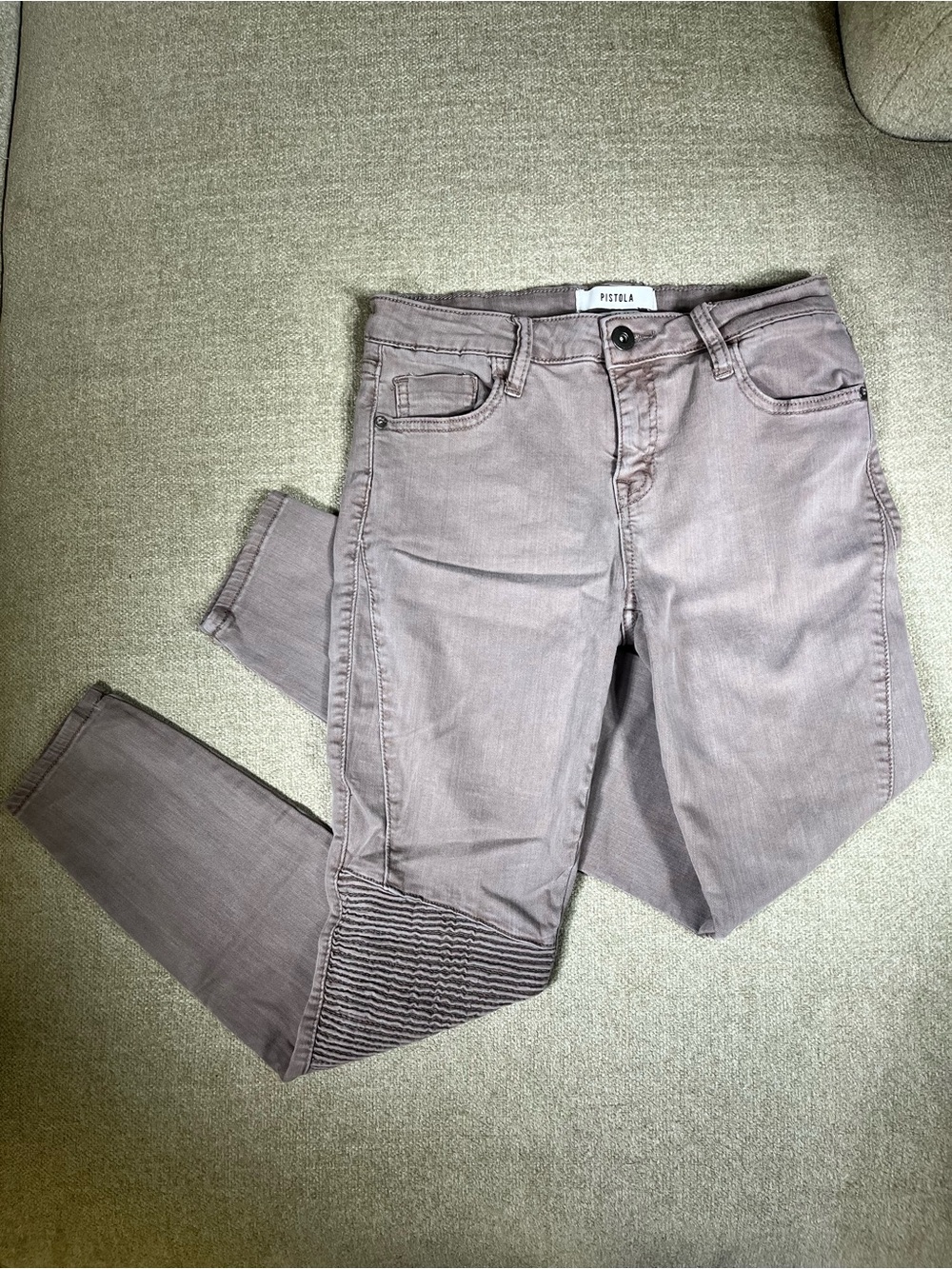 pistola mauve-gray moto detail skinny jeans 28